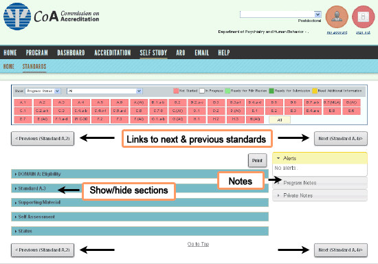 Standard detail page is where you respond to standards