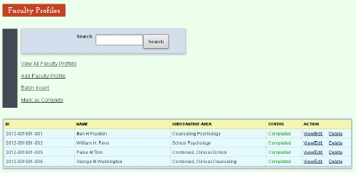 The Mark as Complete link appears only when all profiles have a complete status. apa_aro_markcomp.gif